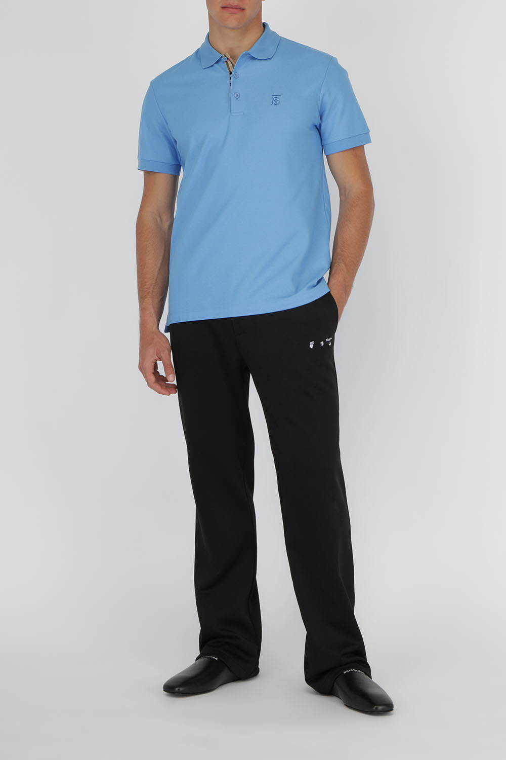 Cotton Pique Polo Shirt In Sky Blue